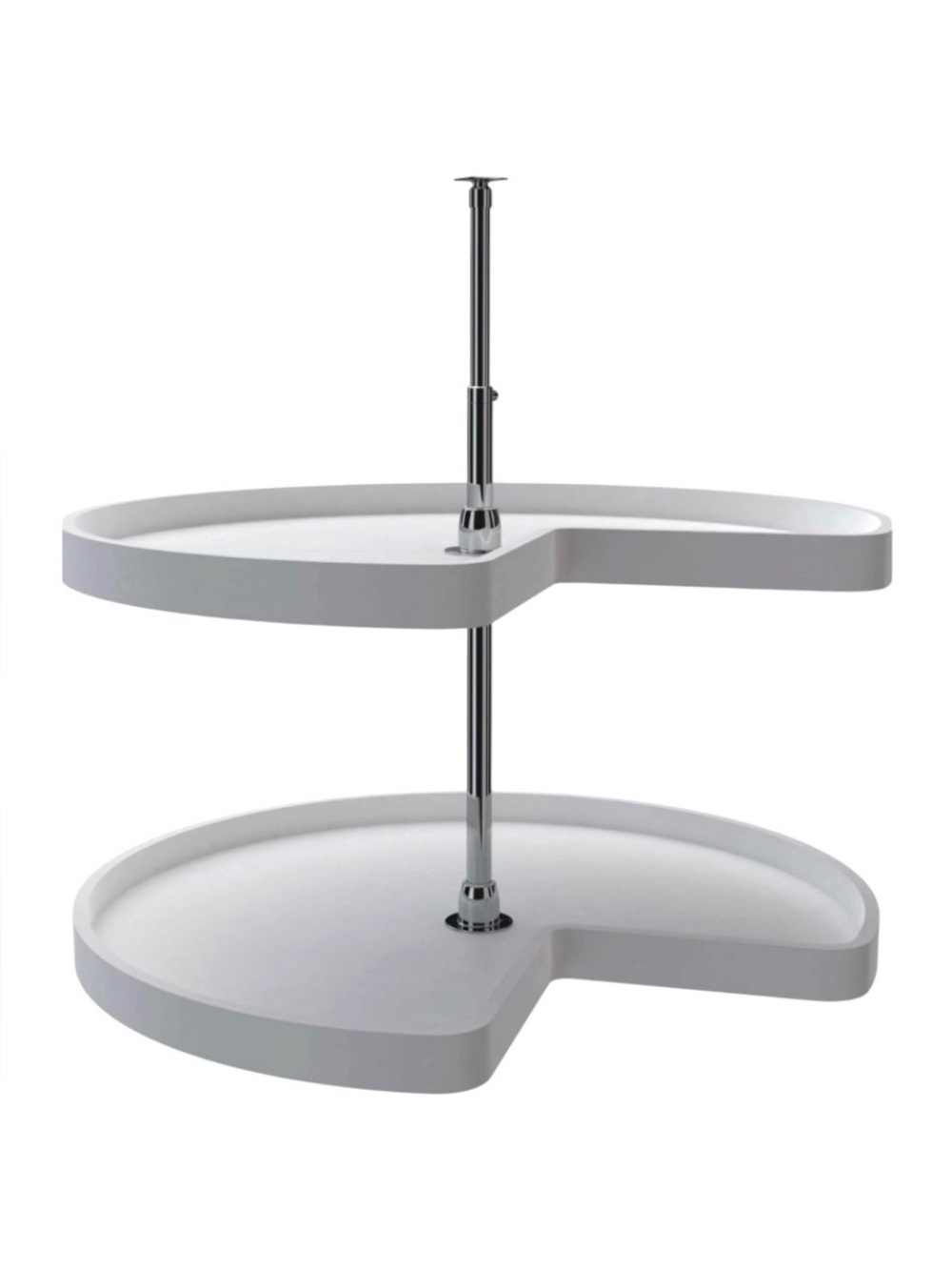 Rev-A-Shelf 32 Inch Lazy Susan Kidney Dual Shelf White Plastic 3472-32-11-52